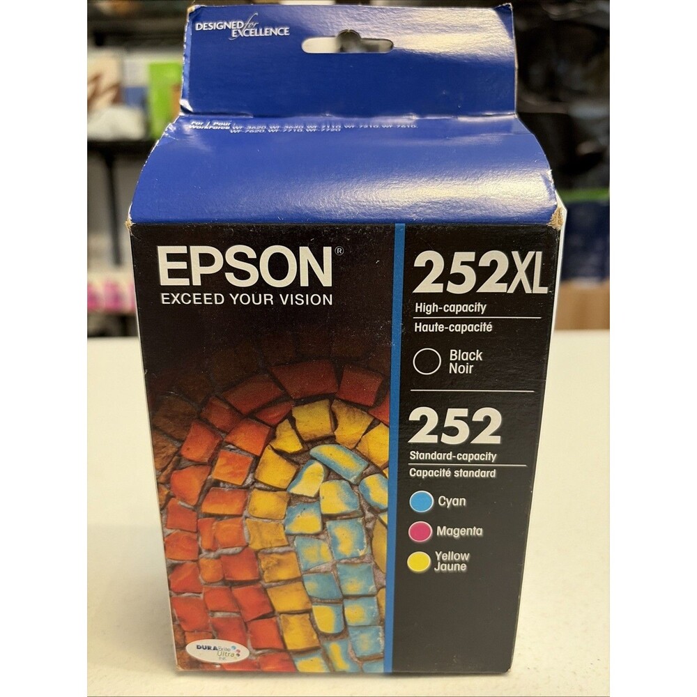 NEW SEALED Genuine Epson 252XL Black & 252 Color Inks  T252XL-BCS  Exp 09/24